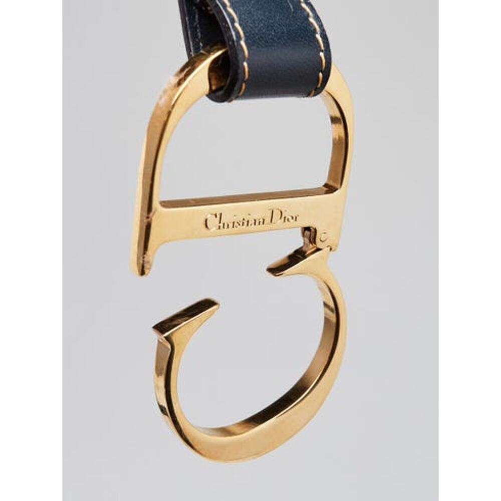 Christian Dior Blue Trotter Logo Canvas CD Belt 80 sz - Picture 4 of 6